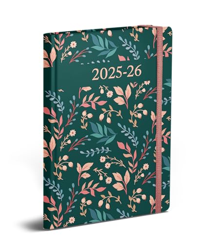 A5 Designer Akademischer Terminplaner 2025-26, Blumenmuster Softcover, Jahresplaner mit Gummizugverschluss, Tropisches Grün A5 Designer Akademischer Terminplaner 2025-26, Blumenmuster Softcover, Jahresplaner mit Gummizugverschluss, Tropisches Grün von Shineone
