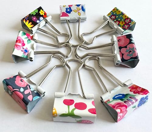 Shineone 25 mm Verschiedene Blumen-Design-Metallbinder-Foldback-Klammern Bulldogge/Büroklammern/Ordnerklammern für Akten, Papier, Geld, Quittungen, Aktenklemmen, Planer, Organizer, Büro, Geschäft, Kü von Shineone