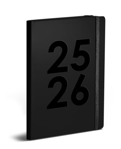 Terminkalender 2025–2026, PU-geprägter Einband, ein Tag pro Seite, passende Bänder und Gummiband, 70 g/m² Papier, Schüler, Lehrer, Mitte des Jahres, kompakte Größe (18,8 x 13,5 cm) von Shineone