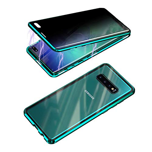 Shinetop Schutzhülle für Galaxy S10 Plus, Privatsphäre, Anti-Peeping, magnetische Adsorption, Metallrahmen, Vorder- und Rückseite, Ganzkörper-Schutzhülle für Samsung Galaxy S10 Plus, Grün von Shinetop