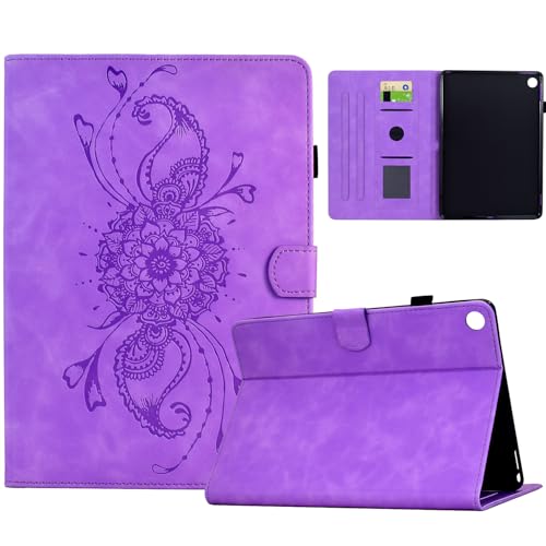 Shinhangtai Hülle für Lenovo Tab M10 Plus 3rd Gen 10,6 Zoll 2022 (TB-125F/128F), Mandala Schutzhülle Flip Book Cover mit PU Leder Klapphülle für Lenovo M10 Plus 3 Generation Tablethülle - Hellviolett von Shinhangtai