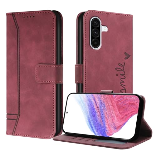 Shinhangtai Lederhülle für Samsung Galaxy A36 Handyhülle, Solides Geschäft Klapphülle mit Kartenhalter PU Leder Schutzhülle & Magnetverschluss für Samsung A36 Hülle - Weinrot von Shinhangtai