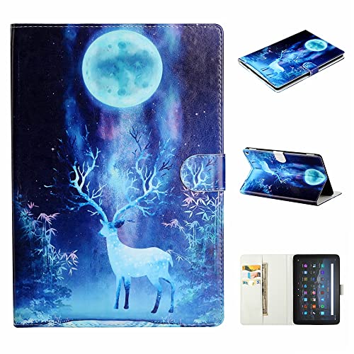 ShinyCase für Amazon Fire HD 10 Plus 2021 Cover,Magnet Cover Kunstleder PU Leder Cover Case Kartenschlitz Silikon Stoßdämpfer Tablethülle Flip Schutzcover für Amazon Fire HD 10 Plus 2021,REH von ShinyCase