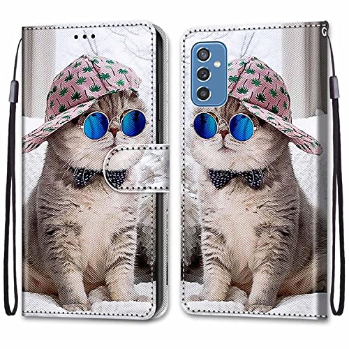 ShinyCase für Samsung Galaxy M52 5G Case,PU Leder Cover Hülle Brieftasche Handyhülle Kartenfächer Magnet Stoßfest Anti-Scratch Handy Schutzhülle für Samsung Galaxy M52 5G,Katze einen Hut trägt ShinyCase für Samsung Galaxy M52 5G Case,PU Leder Cover Hülle Brieftasche Handyhülle Kartenfächer Magnet Stoßfest Anti-Scratch Handy Schutzhülle für Samsung Galaxy M52 5G,Katze einen Hut trägt von ShinyCase