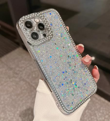 Shinymore Glitzer-Schutzhülle für iPhone 15 Pro, glänzend, glitzernd, mit Strasssteinen, glänzend, weich, dünn, für Damen und Mädchen, silberfarben Shinymore Glitzer-Schutzhülle für iPhone 15 Pro, glänzend, glitzernd, mit Strasssteinen, glänzend, weich, dünn, für Damen und Mädchen, silberfarben von Shinymore