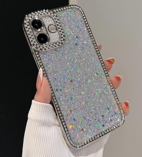 Shinymore Glitzer-Schutzhülle für iPhone 16, glänzend, glitzernd, mit Strasssteinen, glänzend, weich, dünn, für Damen und Mädchen, silberfarben Shinymore Glitzer-Schutzhülle für iPhone 16, glänzend, glitzernd, mit Strasssteinen, glänzend, weich, dünn, für Damen und Mädchen, silberfarben von Shinymore