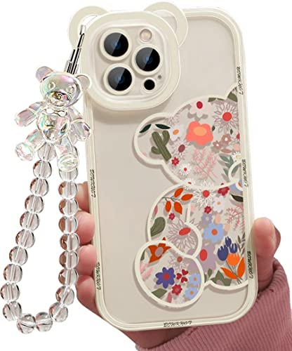 Shinymore Schutzhülle für iPhone 8 Plus, Bär, niedliche Blumen, Kameraschutz, transparente Hülle mit schönem Riemen, Armband, Kette, Mädchen, Frauen, Hülle für iPhone 7 Plus 8 Plus von Shinymore