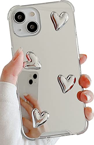 Shinymore Spiegelhülle für iPhone 15, flexibel, niedliches Herz, weiches Silikon, transparent, Make-up-Spiegel, für Damen und Mädchen, stoßfest, Schutzhülle für iPhone 15 Shinymore Spiegelhülle für iPhone 15, flexibel, niedliches Herz, weiches Silikon, transparent, Make-up-Spiegel, für Damen und Mädchen, stoßfest, Schutzhülle für iPhone 15 von Shinymore