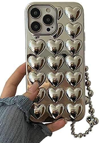 Shinymore iPhone 13 Herz Hülle, Mode Bling Glitzer Silber Niedlich Weiche Silikon Zinn Folie Hülle mit Herz Strap Armband Kette Frauen Mädchen Hülle für iPhone 13 Shinymore iPhone 13 Herz Hülle, Mode Bling Glitzer Silber Niedlich Weiche Silikon Zinn Folie Hülle mit Herz Strap Armband Kette Frauen Mädchen Hülle für iPhone 13 von Shinymore