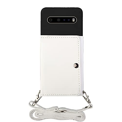 Shinyzone Umhängeband Handyhülle kompatibel mit Google Pixel 7A, Crossbody Wallet Case mit Band für Damen, PU-Leder Flip Cover mit Kreditkartenhalter, Silikongel weiche Rückseite, Weiß von Shinyzone