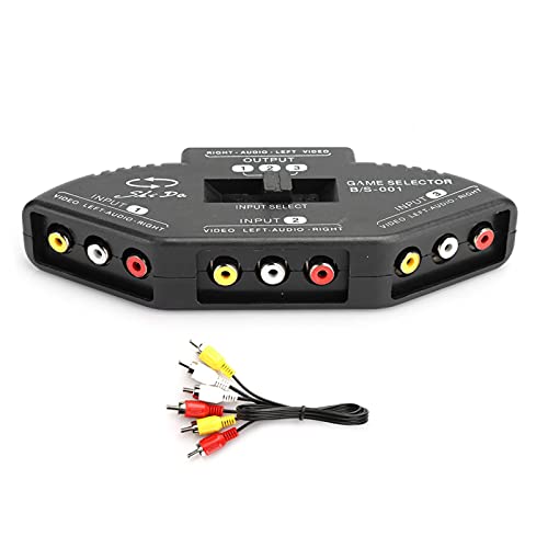 Shipenophy Schalter Auswahl 3 In 1 Out Audio Video Langlebig Verschleißfest Tragbarer Cinch-Splitter Universal 3-Wege für DVD-VCD-Videorecorder mit AV-Kabel(Black) von Shipenophy