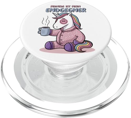 Montag ist mein Endgegner - Lustiger Einhorn Kaffee Spruch PopSockets PopGrip für MagSafe von Shirts mit lustigen Sprüchen by PeeKay