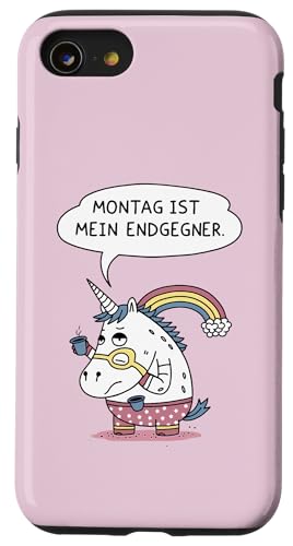 Montag ist mein Endgegner – Lustiger Einhorn Spruch Hülle für iPhone SE (2020) / 7 / 8 von Shirts mit lustigen Sprüchen by PeeKay