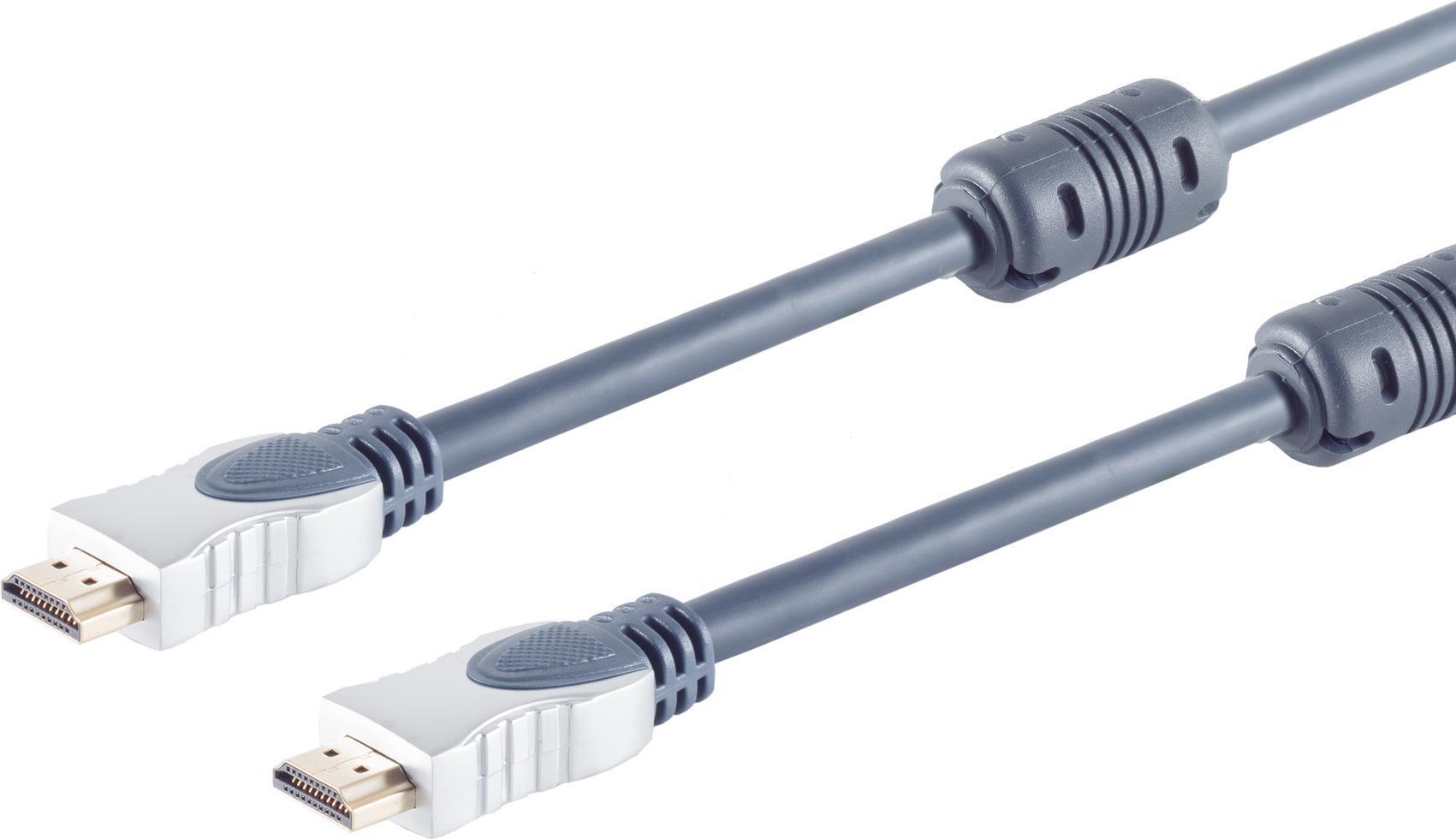 Home-Cinema HDMI Stecker auf HDMI Stecker, verchromte Metall-Stecker, vergoldete Kontakte, 2x Ferrit, HEAC, 7,5m (77477-MHQ) von ShiverPeaks