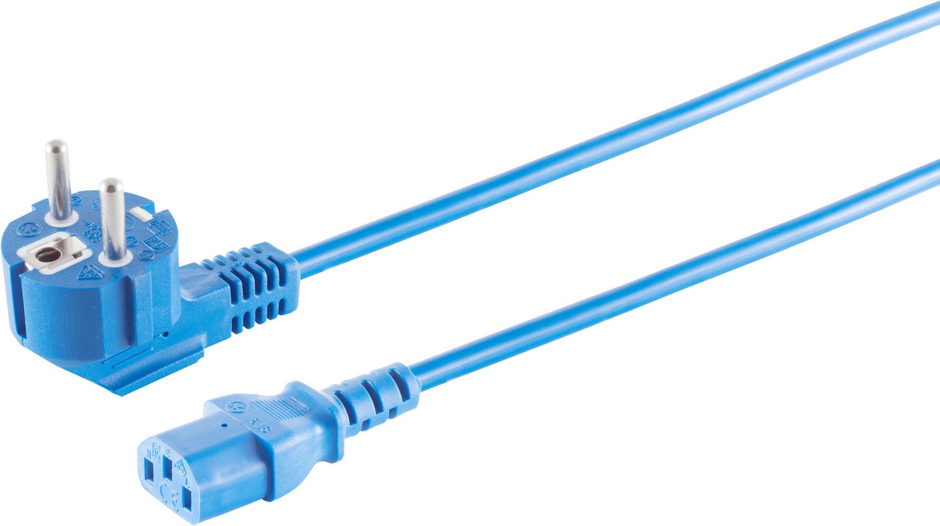 Markenlos Kaltgeräte Netzkabel Schutzkontakt-Stecker abgewinkelt - IEC320-C13 Buchse blau - Länge: 5,0m (09-05051) von ShiverPeaks