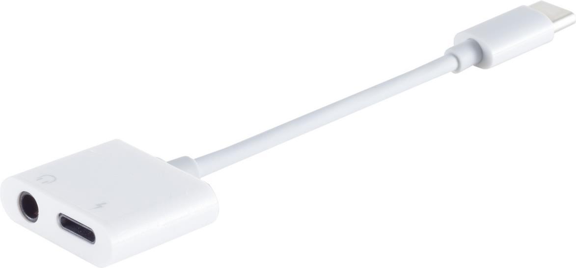 S/CONN maximum connectivity Adapter, USB Typ C-Stecker auf 3,5 Klinken-Buchse + USB C Buchse mit Ladefunktion, weiß (14-05022) von ShiverPeaks