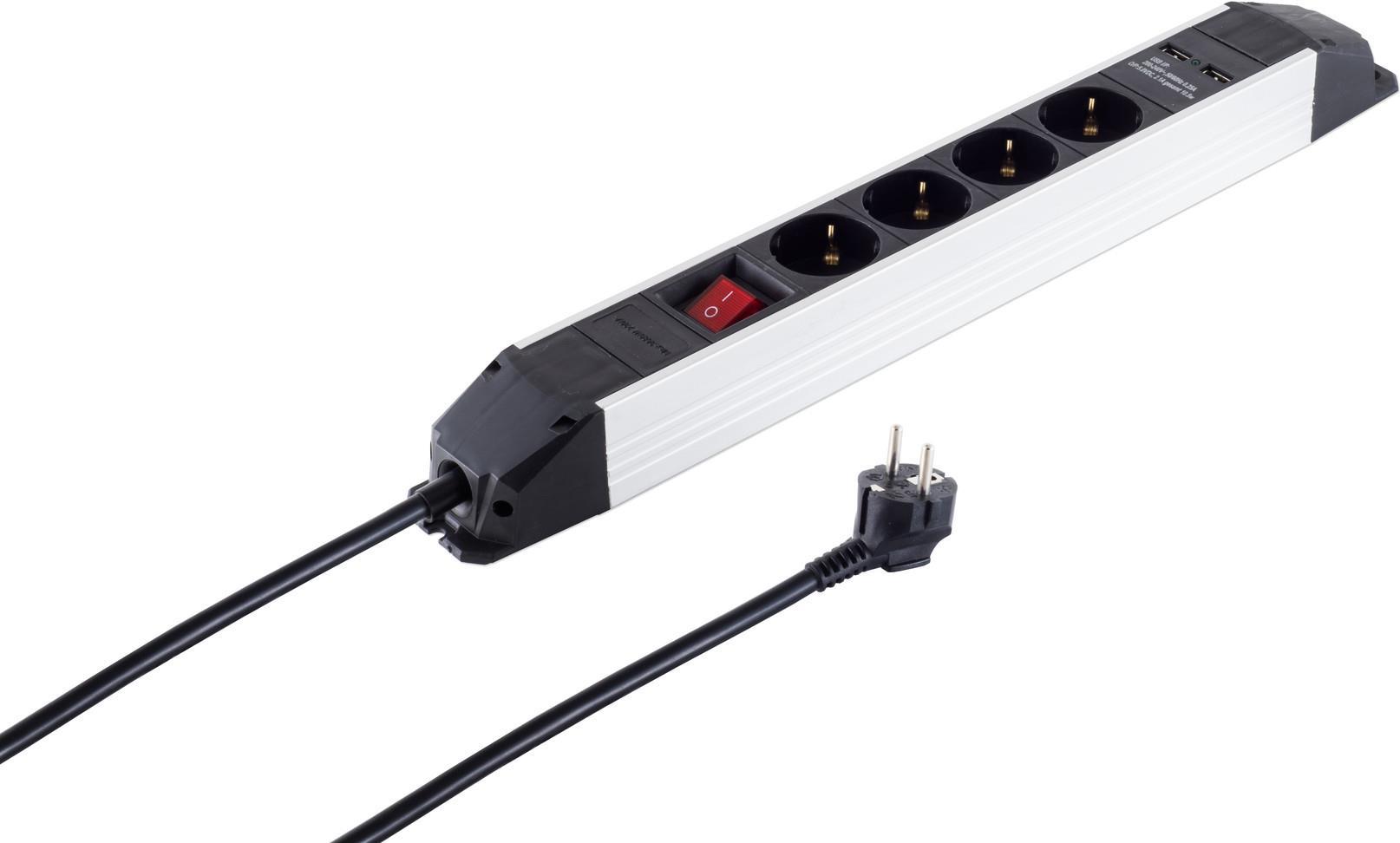 S/CONN maximum connectivity Alu Steckdosenleiste 4-fach, USB Buchse (09-20245) von ShiverPeaks
