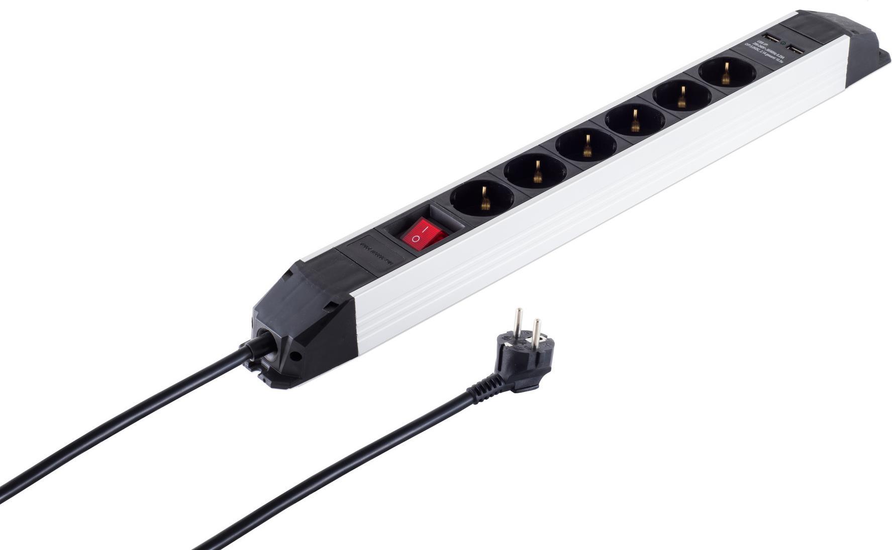 S/CONN maximum connectivity Alu Steckdosenleiste 6-fach, USB Buchse (09-20265) von ShiverPeaks