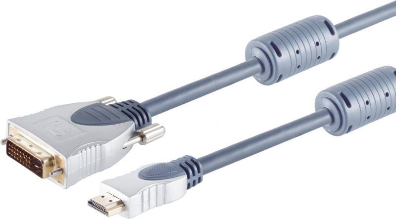 S/CONN maximum connectivity Home-Cinema HDMI Stecker auf DVI-D-Stecker (24+1), Ferrits, verchromte Metall-Stecker, 2x Ferrit, vergoldete Kontakte, --1,3b, 1,5m (77481-MHQ) von ShiverPeaks