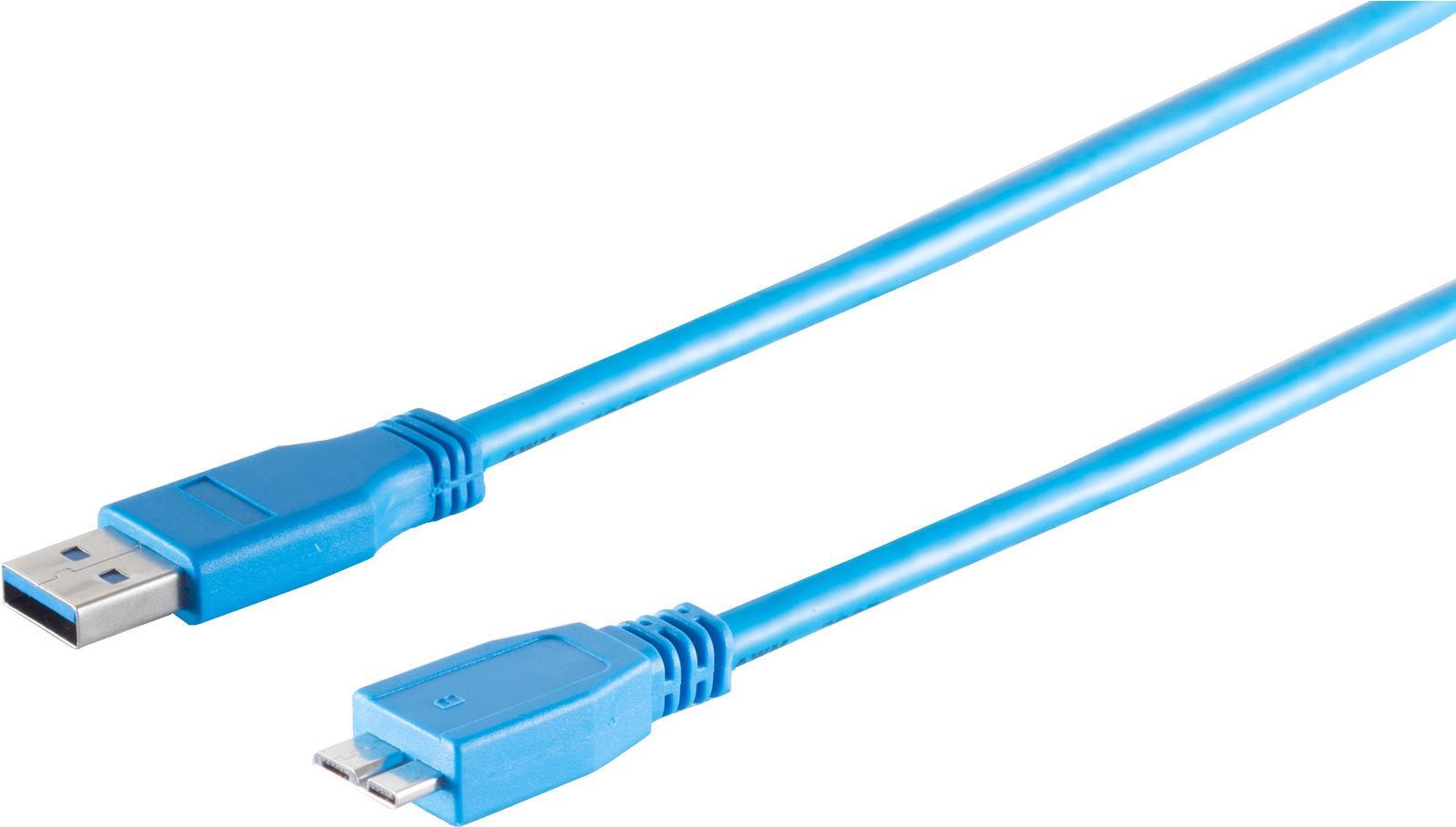 S/CONN maximum connectivity Micro-USB Kabel, USB-A-Stecker - USB-Micro B-Stecker , USB 3.0, blau, 0,5m (77190) von ShiverPeaks