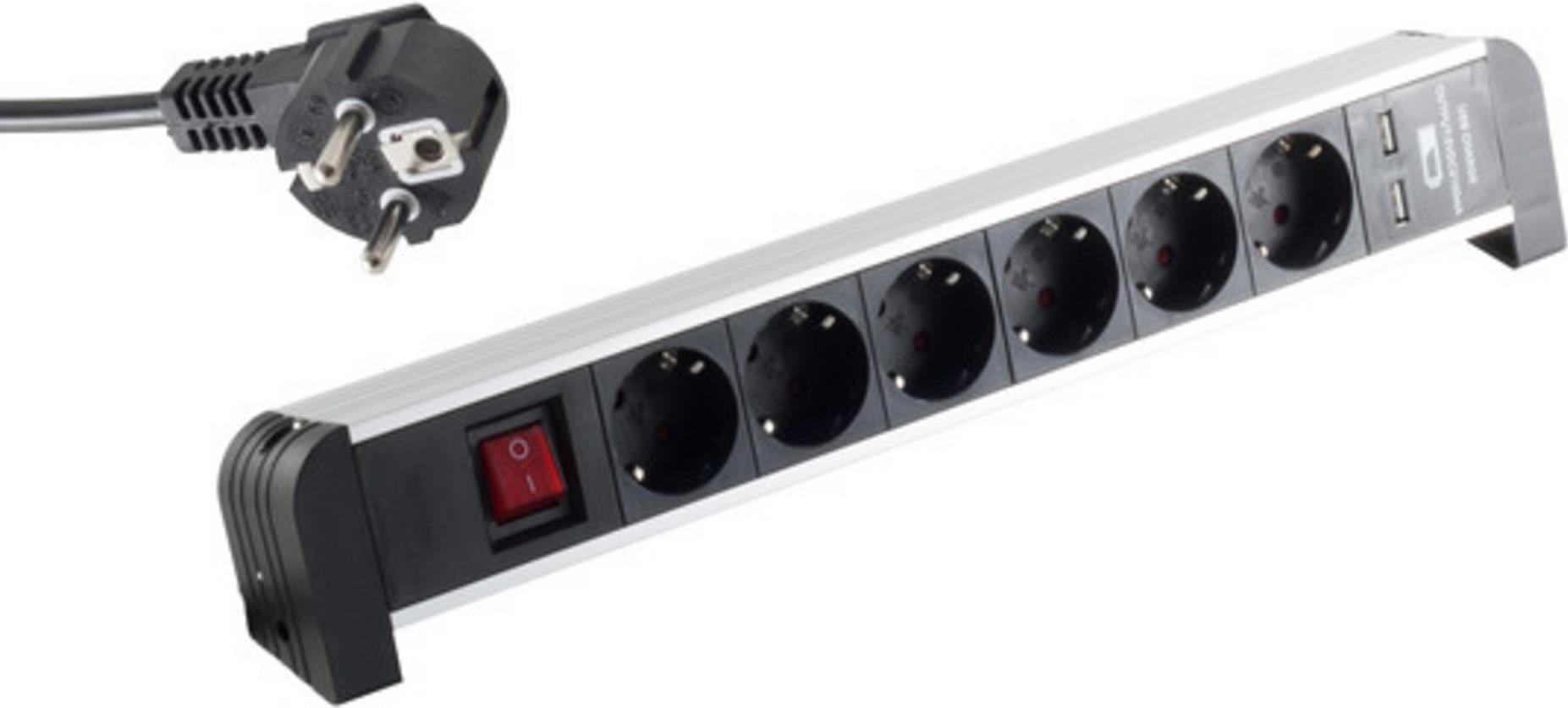 S-Conn 60318 Innenraum 6AC-Ausgänge 1.5m Schwarz - Grau Verlängerungskabel (60318) von ShiverPeaks