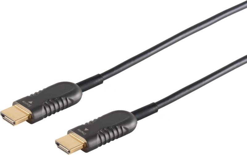S-Impuls - HDMI-Kabel mit Ethernet - HDMI m�nnlich zu HDMI m�nnlich - 30 m - Hybrid Kupfer/Kohlefaser - Schwarz - geformt, 4K Unterst�tzung, aktiv von ShiverPeaks