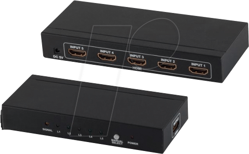 SHIVERPEAKS SHVP 05-02005 - HDMI Switch, 5x HDMI Buchse auf HDMI Buchse, 4K2K, 3D (SP05-02005) von ShiverPeaks