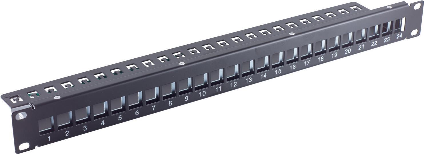 shiverpeaks ®-BASIC-S--Patchfeld-19 Verteilerfeld unbestückt, 24-Port, 1HE, für Keystone, schwarz, schmale Ausführung (BS75066-1) von ShiverPeaks