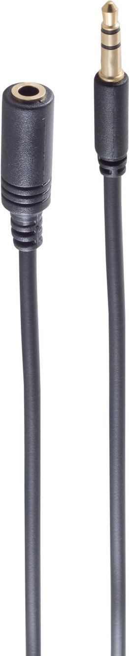 shiverpeaks ® BASIC-S--Super Slim Klinkenverlängerung -- 3,5mm Stereo Mini-Stecker auf 3,5mm Stereo Mini-Kupplung, vergoldete Kontakte, Rundkabel, schwarz, 1,5m (BS33982-S) von ShiverPeaks