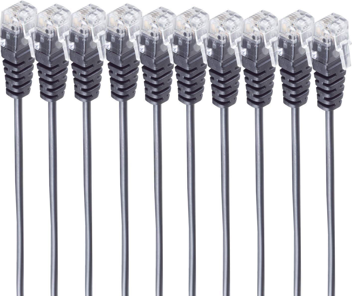 shiverpeaks ®-BASIC-S--Telefon-Anschlusskabel, RJ11 Stecker auf RJ11 Stecker, Rundkabel, schwarz, Flexibel, Kupferkabel, SET 10 Stück 0,6m (BS70084-0.6-SET10) von ShiverPeaks