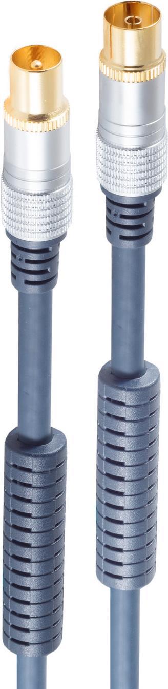 shiverpeaks ®-PROFESSIONAL Antennenanschlußkabel, verchromter Metall-Koaxstecker auf verchromte Metall-Koaxbuchse, Mantelstromfilter, verg. Kontakte RG59U, 10,0m (SP80208) von ShiverPeaks