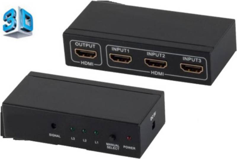 shiverpeaks ®-PROFESSIONAL--HDMI Switch, 3x IN 1x OUT, 4K2K, 3D, Metallgehäuse, VER1.4 (SP05-02003) von ShiverPeaks