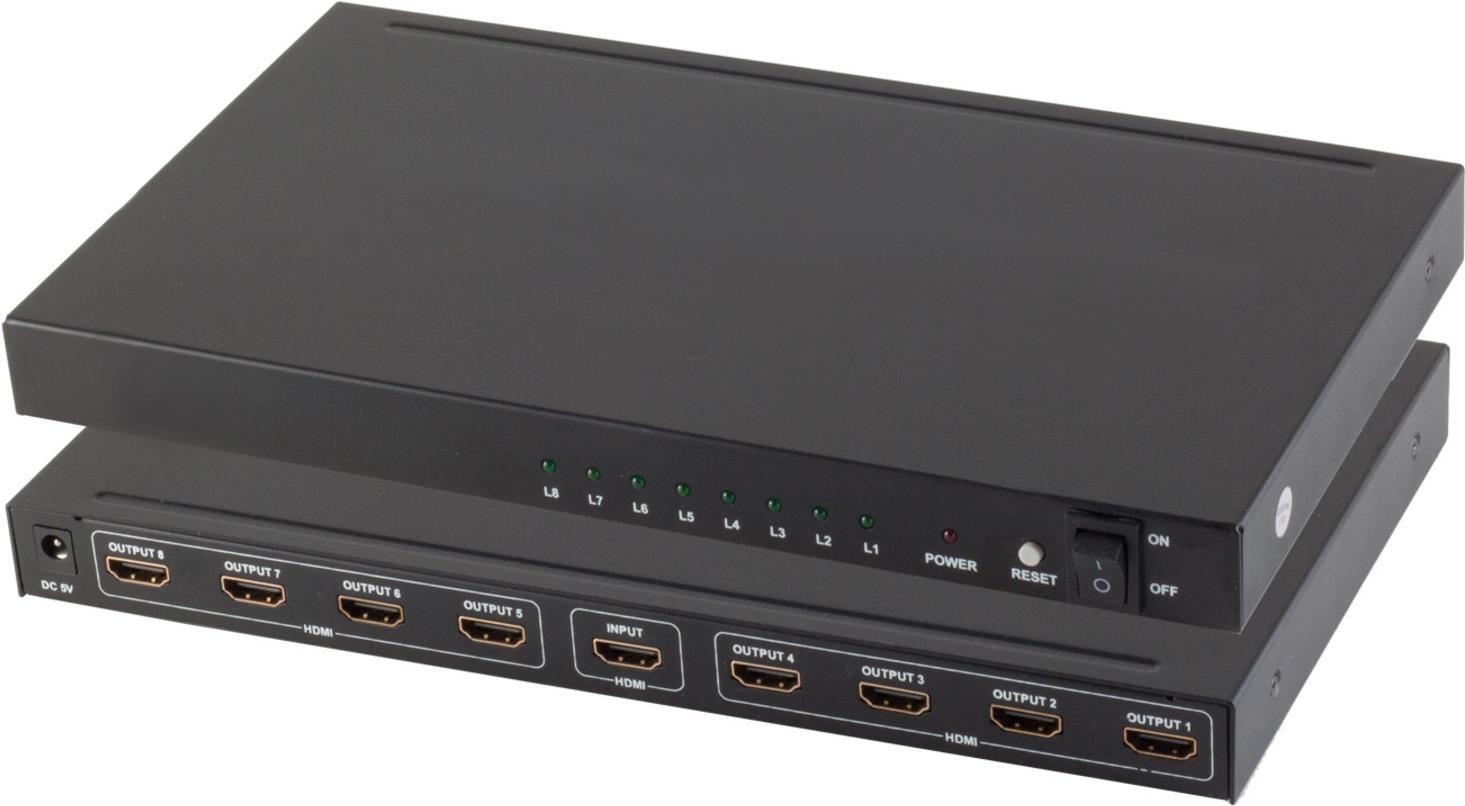 shiverpeaks ®-PROFESSIONAL--HDMI Verteiler 1x8, Metall, 4K30Hz, schwarz (SP05-03008) von ShiverPeaks