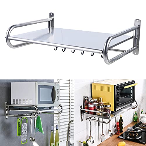 KüChenregal Mikrowellenhalter Wandbefestigung Microwelle Halterung Mikrowellen Wandhalter Ablage Halter Mikrowelle Bad BüRo Regal Rostfreier Stahl Rechteckig Silber Mit 6 HäKchen Bis 30Kg KüChenregal Mikrowellenhalter Wandbefestigung Microwelle Halterung Mikrowellen Wandhalter Ablage Halter Mikrowelle Bad BüRo Regal Rostfreier Stahl Rechteckig Silber Mit 6 HäKchen Bis 30Kg von Shiyinge