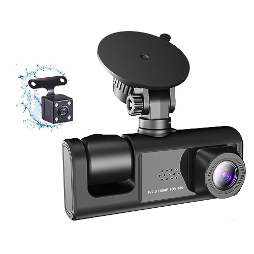 Shkalacar 3 Kameras 1080P Dashcam Auto, kabellos WiFi dashcam Auto vorne hinten mit 170° Weitwinkelobjektiv, Nachtsicht, Parkmonitor und Zeitraffer-Videofunktion, Dashboard Kamera für Fahrzeug von Shkalacar