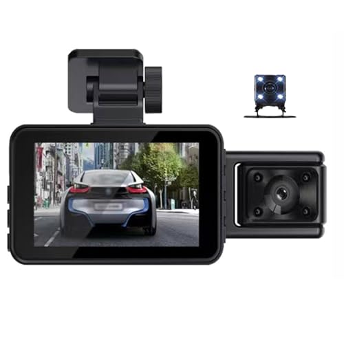 Shkalacar 3 Kameras Dashcam, Autokamera Video Recorder mit WiFi Verbindung, Loop Aufnahme, 24 Stunden Parküberwachung, Unterstützt 128GB Max Weitwinkel Autokamera von Shkalacar