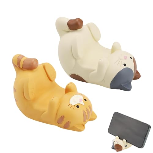 2 Stück Süßer Funny Cat Holder Katze, Katze Universal-Handyhalter, Katzen Handy Ständer, Ideal um Ihr Mobiltelefon auf Einer Tischplatte zu Halten und Bequem zu Betrachten von Shnmin
