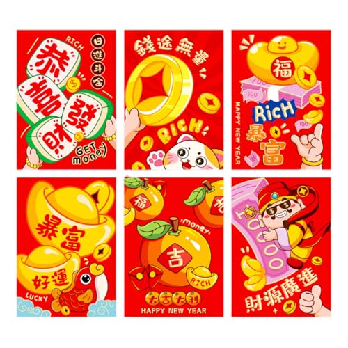 6 x Briefumschläge für das neue Jahr, Rötungen, traditionelles Schlangenjahr, multifunktional, chinesische Tierkreiszeichen, Geldpapiertüte 6 x Briefumschläge für das neue Jahr, Rötungen, traditionelles Schlangenjahr, multifunktional, chinesische Tierkreiszeichen, Geldpapiertüte von Shntig