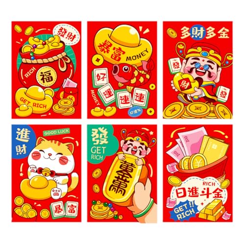 6 x Briefumschläge für das neue Jahr, Rötungen, traditionelles Schlangenjahr, multifunktional, chinesische Tierkreiszeichen, Geldpapiertüte 6 x Briefumschläge für das neue Jahr, Rötungen, traditionelles Schlangenjahr, multifunktional, chinesische Tierkreiszeichen, Geldpapiertüte von Shntig