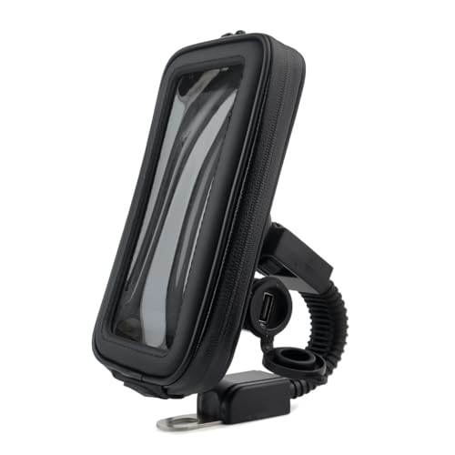 Um 360 Grad drehbarer Handy-Ständer mit USB-Anschluss, Motorrad-Lenker, Handyhalterung, Roller-Halterung, Motorrad-Handytasche Um 360 Grad drehbarer Handy-Ständer mit USB-Anschluss, Motorrad-Lenker, Handyhalterung, Roller-Halterung, Motorrad-Handytasche von Shntig