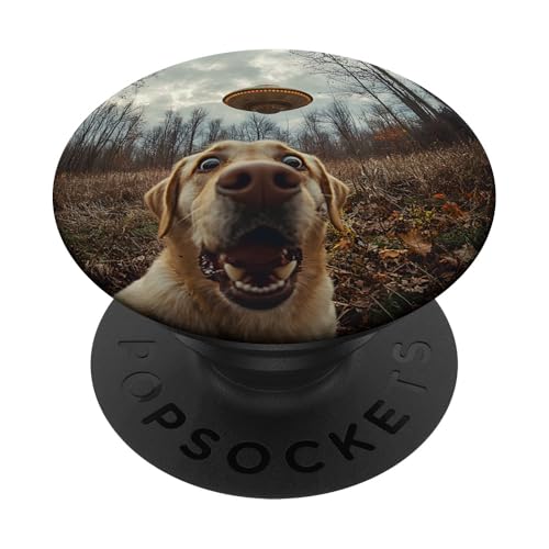 Lustiges Labrador-Hunde-Selfie mit intergalaktischem UFO PopSockets Klebender PopGrip Lustiges Labrador-Hunde-Selfie mit intergalaktischem UFO PopSockets Klebender PopGrip von Shocked looking Labrador Dog and UFO Selfie