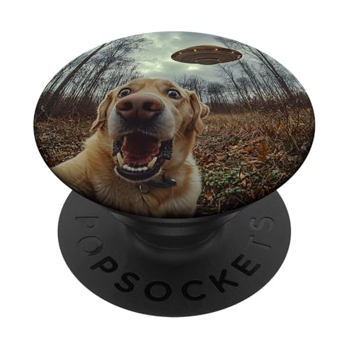 Lustiges Labrador-Hunde-Selfie mit intergalaktischem UFO PopSockets Klebender PopGrip Lustiges Labrador-Hunde-Selfie mit intergalaktischem UFO PopSockets Klebender PopGrip von Shocked looking Labrador Dog and UFO Selfie
