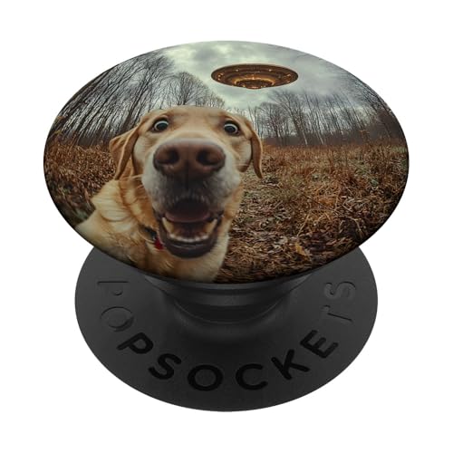 Schockiert aussehendes Labrador-Hunde-Selfie mit intergalaktischem UFO PopSockets Klebender PopGrip Schockiert aussehendes Labrador-Hunde-Selfie mit intergalaktischem UFO PopSockets Klebender PopGrip von Shocked looking Labrador Dog and UFO Selfie