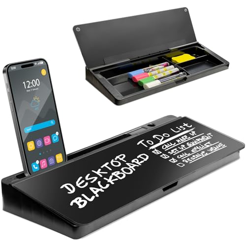 Desktop Dry Erase Board - Glass Erase Board - Black Desk Computer Buddy - Home Office & Studium Essentials - Phone & Tablet Slot, Storage Compartment - Includes 4 Markers, 1 Eraser von Shop Square