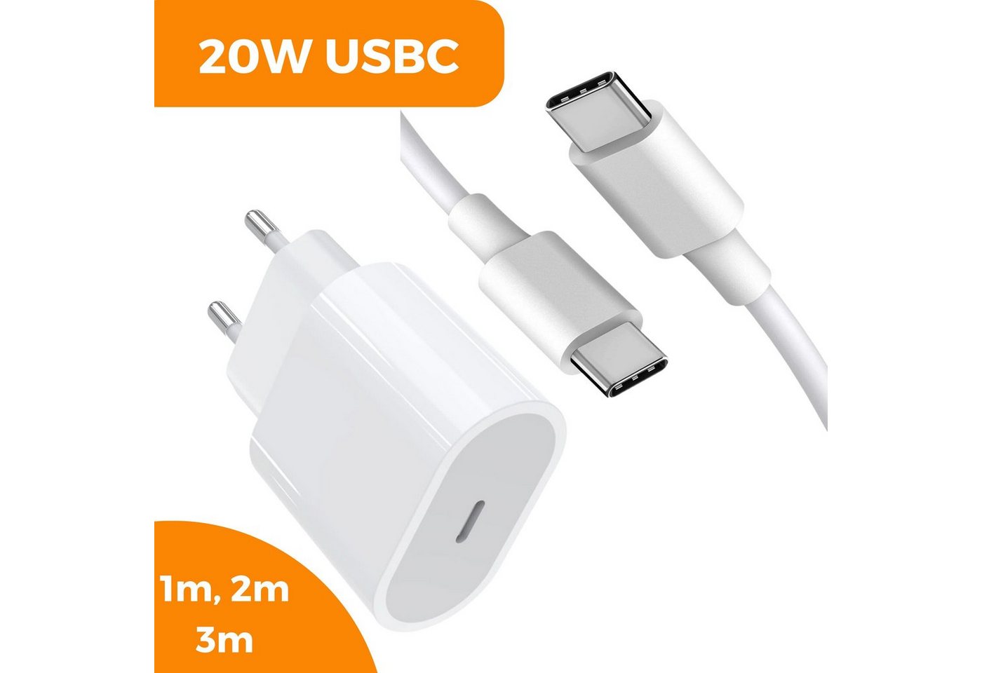 Shopbrothers 20W Schnellladegerät USB-C 1m 2m 3m Smartphone-Ladegerät Smartphone-Ladegerät von Shopbrothers