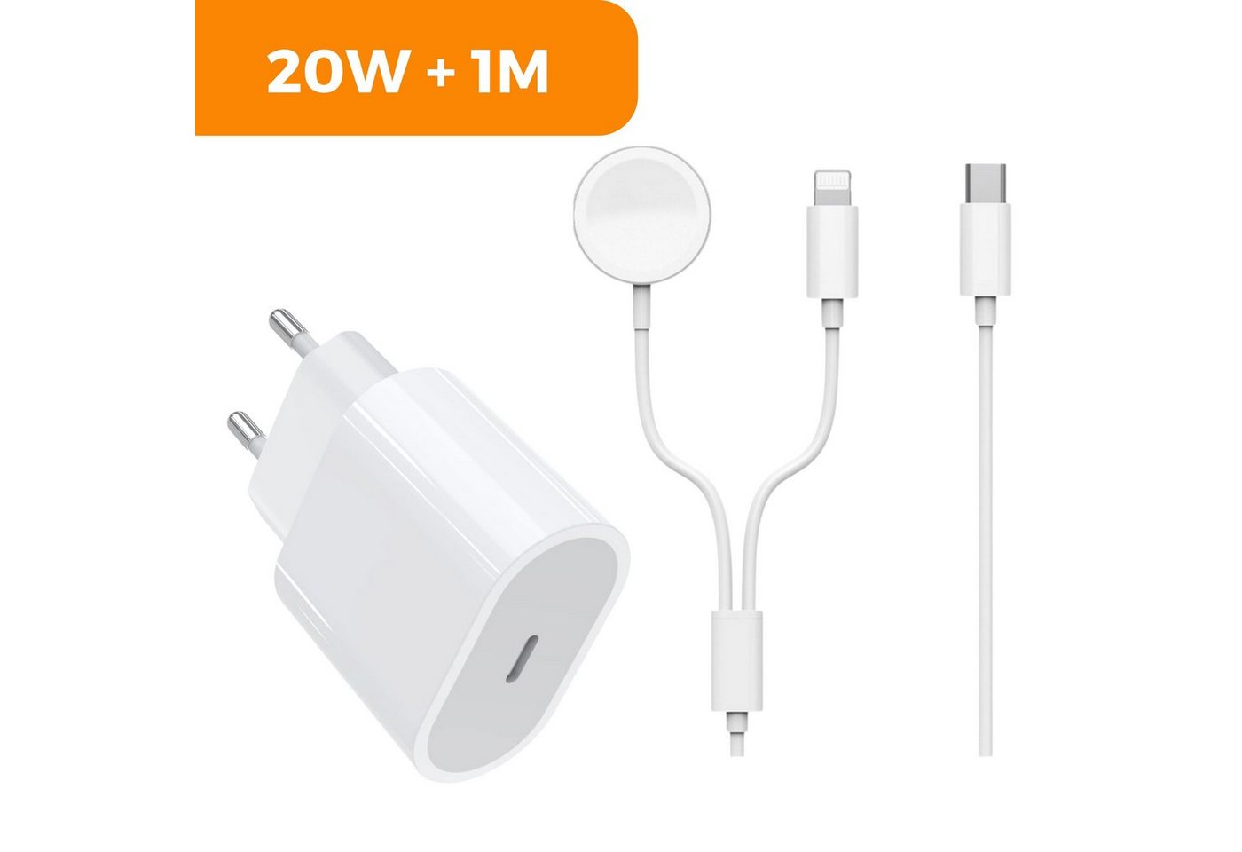 Shopbrothers Ladegerät iPhone 2 in 1 Apple Ladekabel 20W Schnellladegerät 1M Handy-Netzteile (iPhone Ladekabel) von Shopbrothers