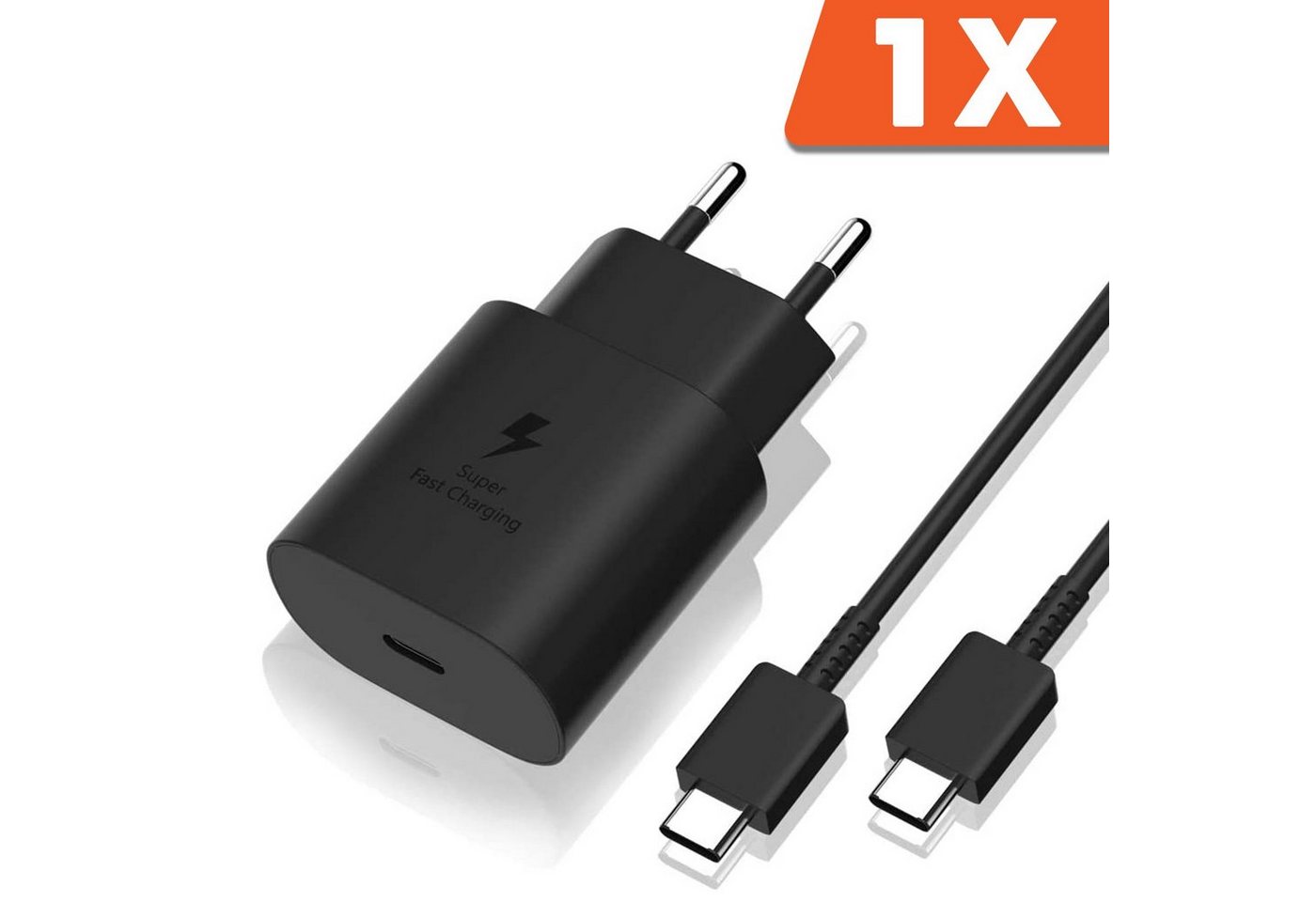 Shopbrothers Schnellladegerät 25W USB C für Samsung Galaxy S23 S22 S21 S20 Ultra USB-Ladegerät (2,70 mA, Set, 1 Stück, inkl. 1m / 2m Ladekabel) von Shopbrothers