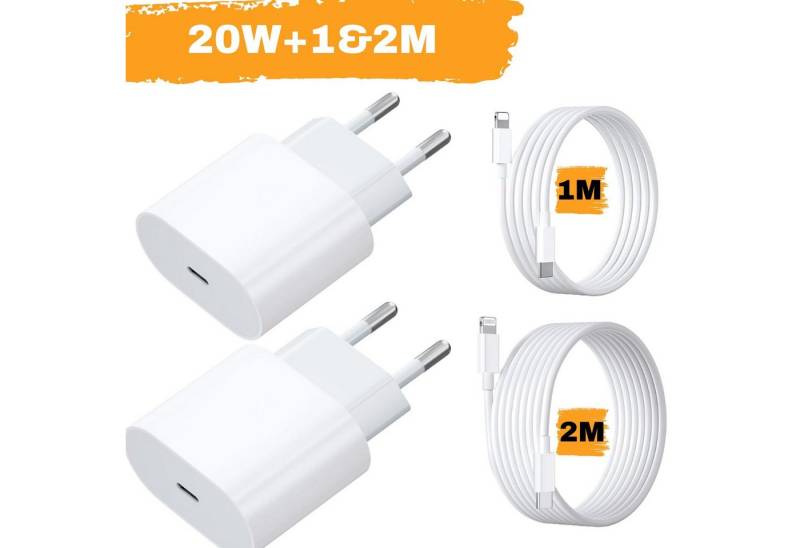 Shopbrothers Schnellladegerät SET 1m und 2m USB C passt für iPhone 11 12 13 Smartphone-Ladegerät (1-tlg) von Shopbrothers