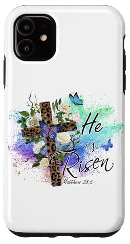 He Is Risen Christliches Osterkreuz mit Leopardenmuster Hülle für iPhone 11 von Shopp