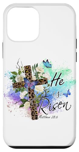 He Is Risen Christliches Osterkreuz mit Leopardenmuster Hülle für iPhone 12 mini von Shopp